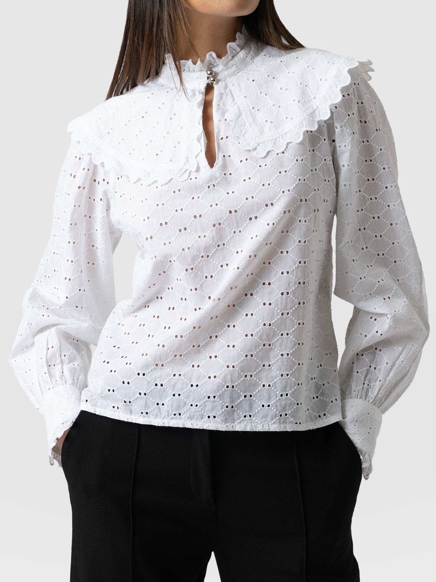 Courtney Collar Blouse - White